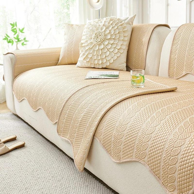 

Ice Silk Sofa Cover Summer Universal Non-slip Sofa Cushion Cool Feeling Sofa Towel Couch Slipcovers for LivingRoom/funda sofá 30x50cm жовтий