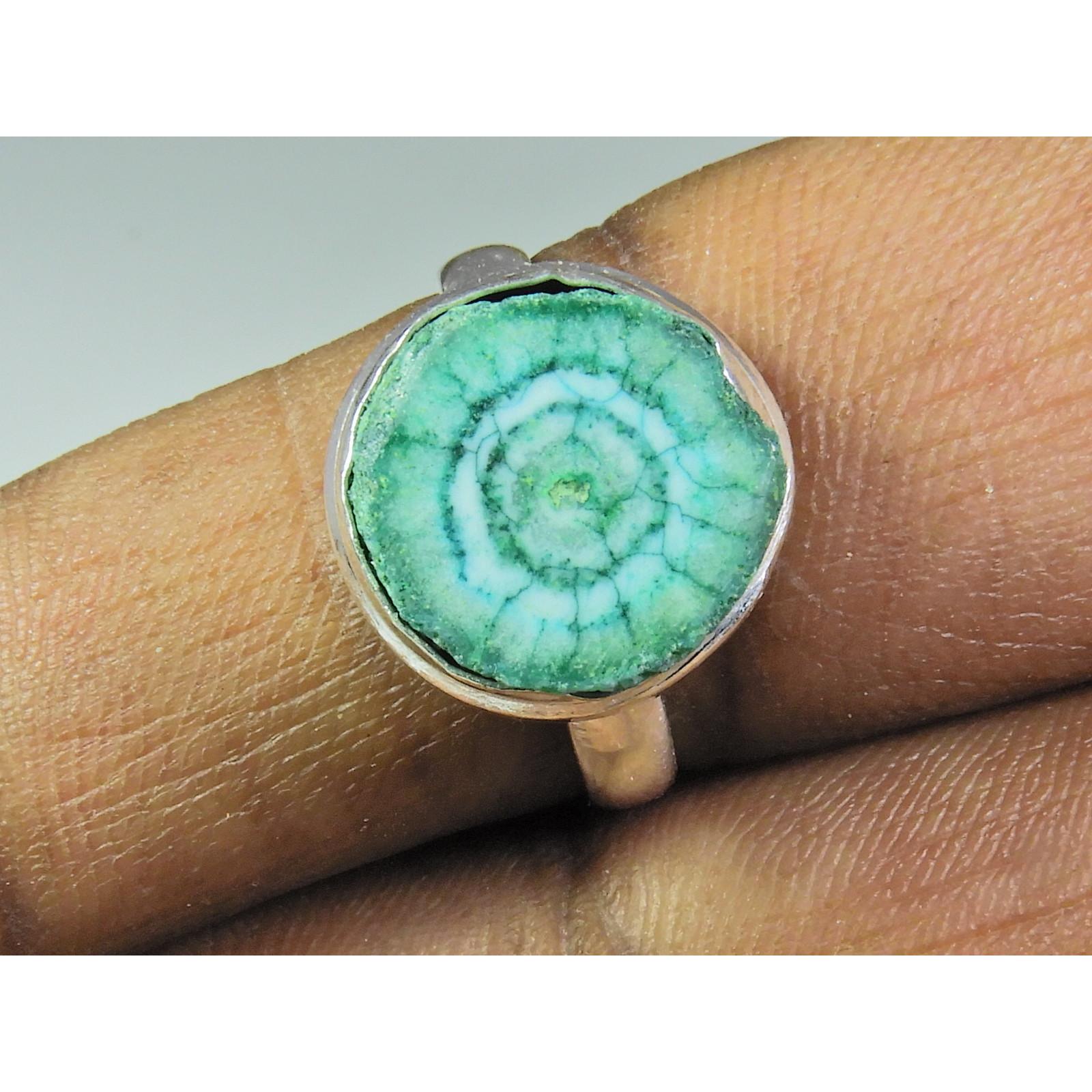 

Color Enhanced Solar Druzy 925 Solid Sterling Silver Ring Size US-7.5 PG-211