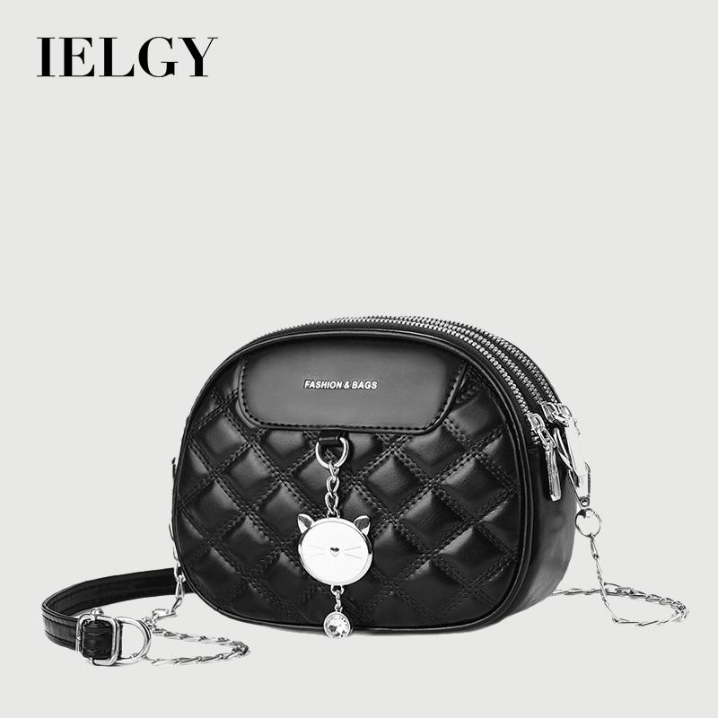 IELGY Ladies Messenger Bag Diamond Chain All-Match One-Shoulder Small Round Bag