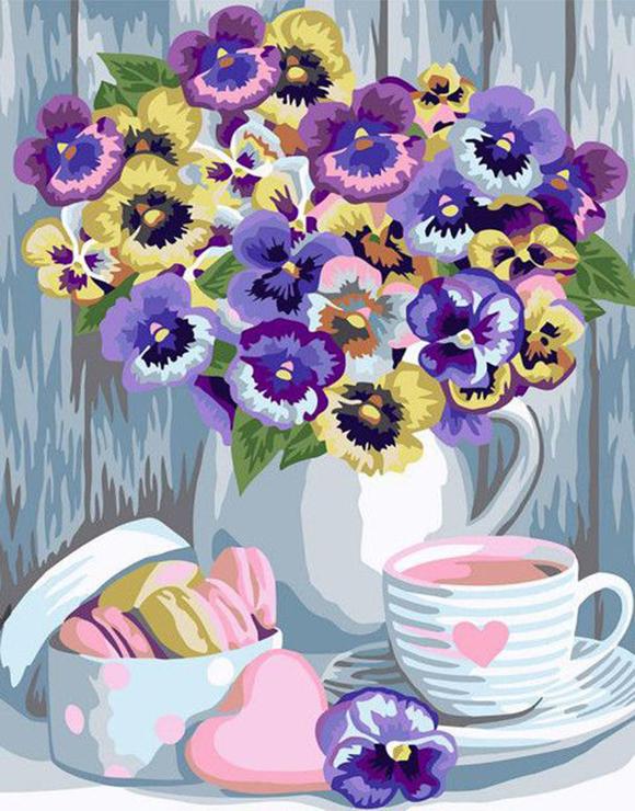 RUOPOTY Oil Painting By Number Rose Drawing On Canvas DIY Coloring By Numbers Flower Kits Acrylic Unique Gifts