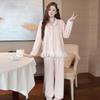 Women's Sea Island Cotton Pajamas - Long-Sleeve Lace Loose Fit Plus Size Student Loungewear