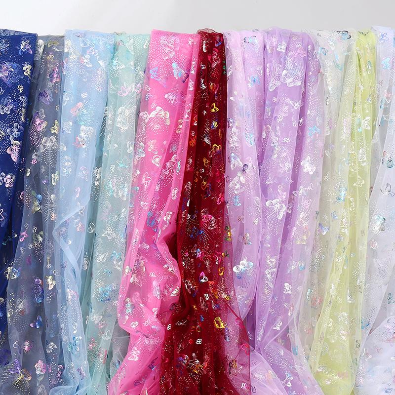 100x150cm Fancy Feather Butterfly Gauze Wedding Dress Shampooy Skirt Gauze Stage Costume Fabric Background Decorative Foil Gauze