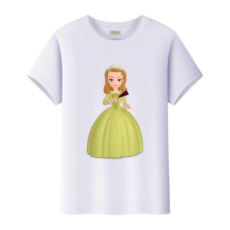 Disney Sofia První Princezna Kreslená Trička Dívčí Kulatý Výstřih Top Tričko Y2k Volné Halenky Harajuku Tričko Letní Oblečení Dárek