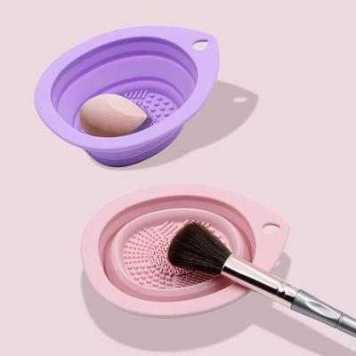 Silikon Makyaj Fırça Temizleyici Katlanır Puf Puf Temizleme Kase Göz Farı Fırçaları Yıkama Yumuşak Mat Güzellik Araçları Scrubber Kutusu