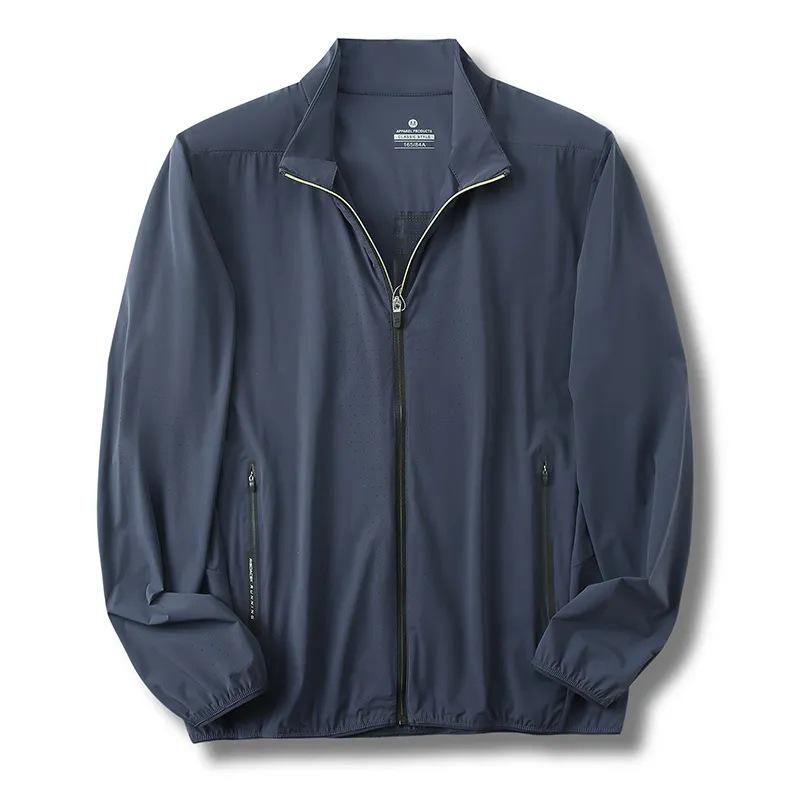 

Men s Stand Collar Half Zip Long Sleeve Sun Protection Shirt - Autumn Collection 3XL королівський синій колір