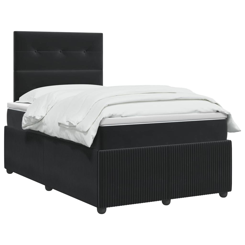 Box Spring Bed with Mattress Black 120 x 190 cm Velvet