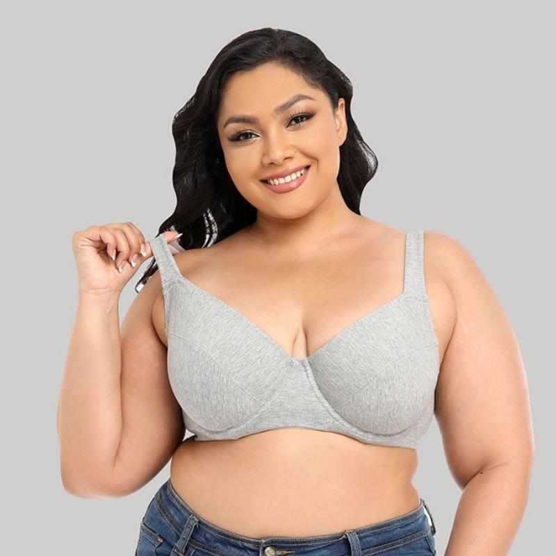 Ultra-thin Fine Cotton High-quality Wide Shoulder Straps Steel Ring Plus Size Bra European and American Printed Underwear