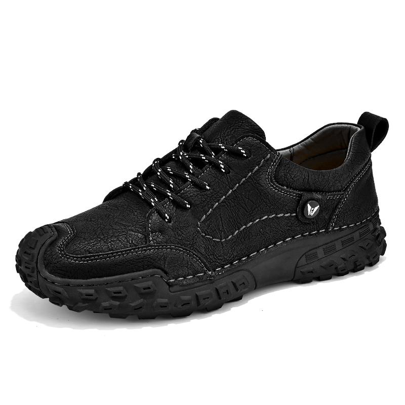 High Quality Men's Casual Leather Sneakers Flat Shoe Antiskid Walking Shoe