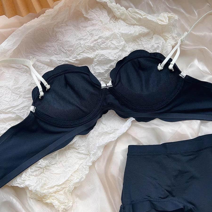 Girls Push Up Bras Lace Floral Deep V Underwear For Women's Lingerie Solid Simple Backless