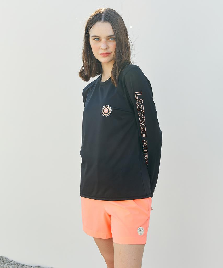 Leijibi [Set] Lettering Loose Fit Long Sleeve Rash Guard + Swimsuit Shorts Set W (3 Colors)