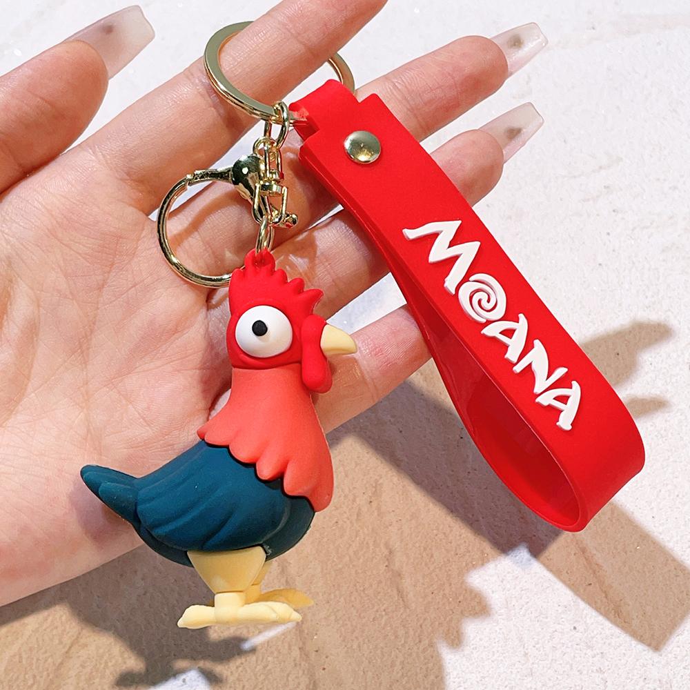Anime Moana Keychain Set, Voyager Series Maui Pua Heihei Figure Keychain, Oceanic Adventure PVC Key Ring Gift for Fans
