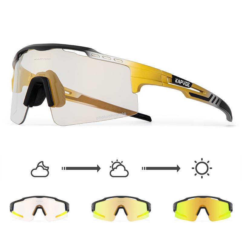 Kapvoe Photochromic Cycling Glasses Sunglasses for Men Women Sport Speed Road Mtb Mountain Bike Bicycle Cycl Eyewear Goggle