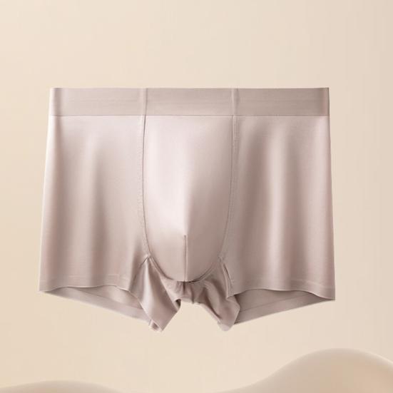 Men Boxer Underwear Elastic Mid-Waist Breathable Slim Fit Shorts Briefs Pure Color U-Convex Design Smooth Fabric Panties Daily Wear