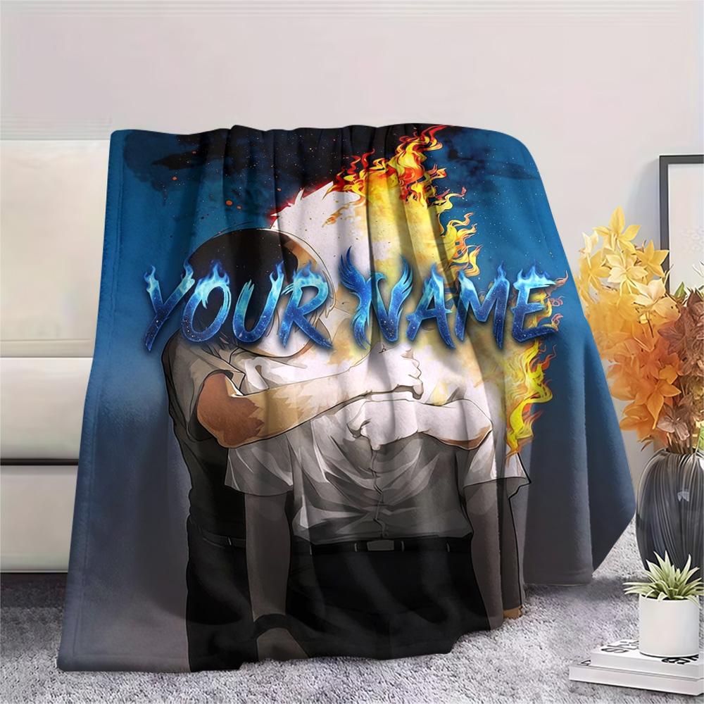 1PC Flame Friendship Custom Name Patterned Flannel Blanket Suitable For All Seasons For Home Decor Warmth And Comfort Gifts Holiday Present