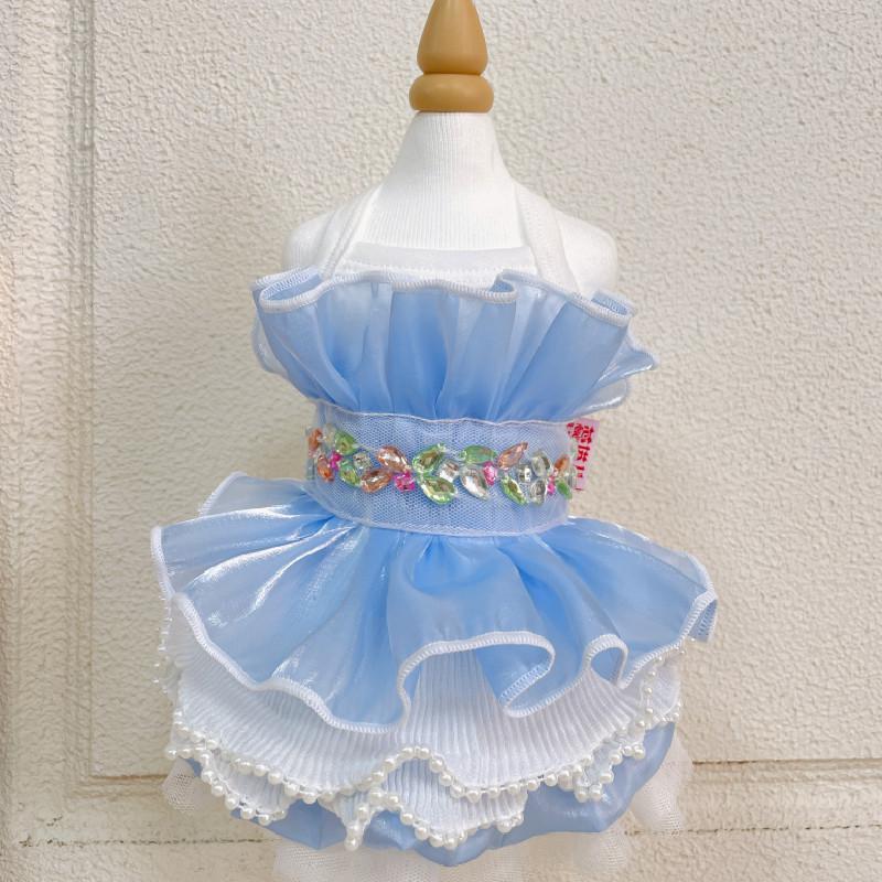 

Maltese Clothes Summer Dog Dress Chihuahua Clothing Cat Puppy Doggy Costume Yorkie Pomeranian Shih Tzu Dog Skirt Pet Apparel XXS синий