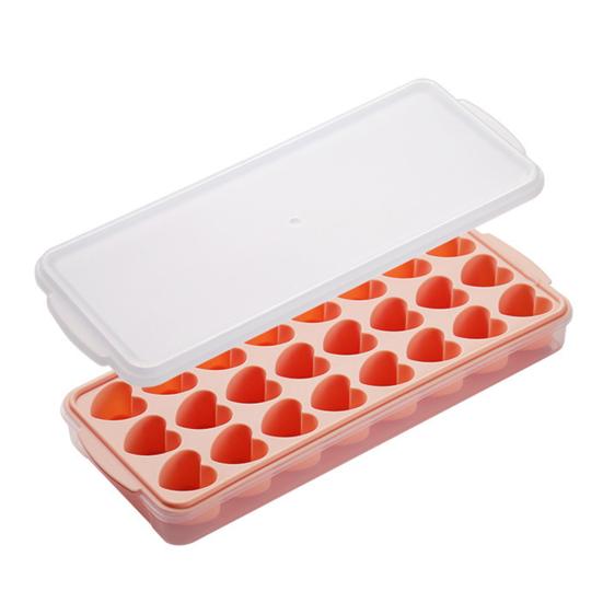 Heart-Shaped Ice Cube Trays Non-Stick Reusable Silicone Ice Mold with Lid Stackable Food-Grade BPA-Free Ice Cube Maker