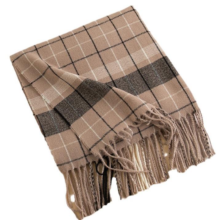 Winter Versatile Dual Purpose Plaid Thickened and Warm Korean Style Fashionable Windproof and Cold Proof Warm Shawl