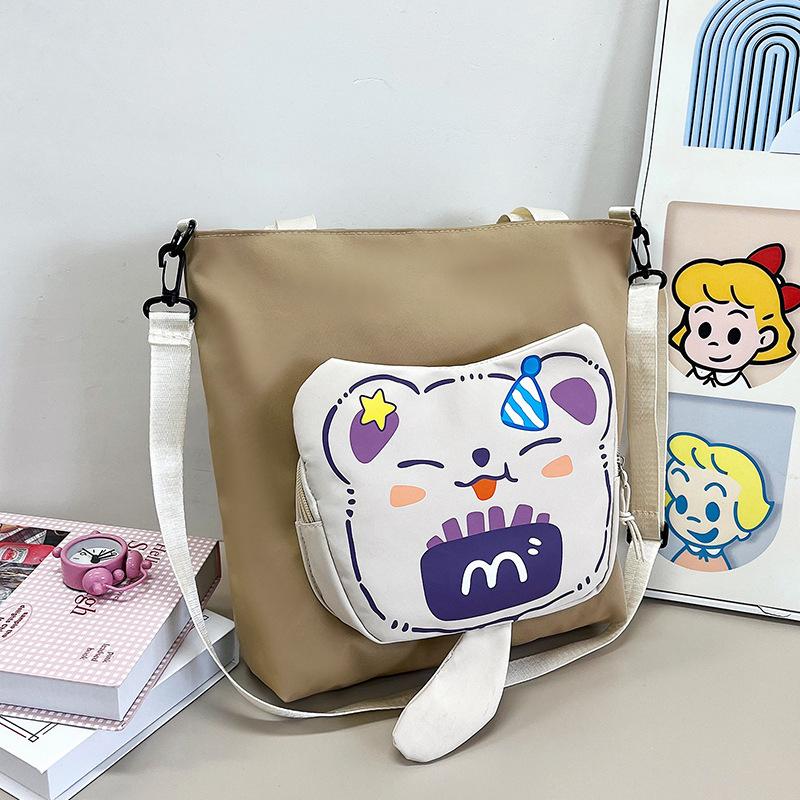 Large capacity women's bag tote bag new shoulder bag cartoon sweet messenger bag tutoring bag