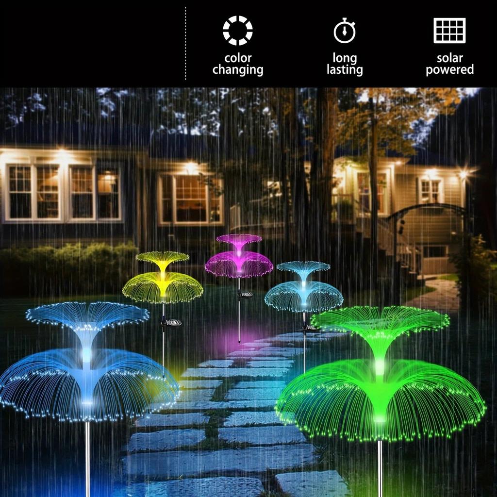 1PC Double-Layer Jellyfish Solar LED Lights,Outdoor Multiple Color Decoration Lights For Landscape,Pathway,Patio,Lawn,Garden