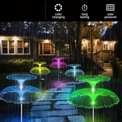 1PC Double-Layer Jellyfish Solar LED Lights,Outdoor Multiple Color Decoration Lights For Landscape,Pathway,Patio,Lawn,Garden