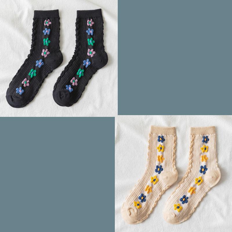 1/2/3 STÜCK Lustige Damen Socken Niedliche Frühling und Herbst Winter Japanische Harajuku Blumen Socken Mode Retro College Stil Liebliches Mädchen Hot Sell