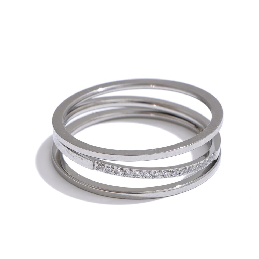 

Yhpup 6789# Exquisite Stainless Steel Cubic Zirconia Ring Gold Silver Color Tarnish Resistant Metal Trendy Daily Jewelry 9