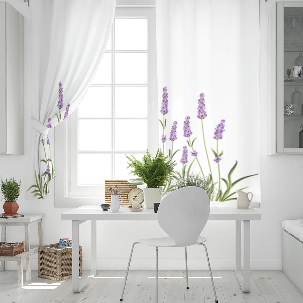 Purple Lavender Flowers Window Curtain For Living Room Bedroom Home Decor Kitchen For Window Drapes
