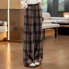 Sybille Women's 2025 Autumn Wide-Leg Plaid Drawstring Pants