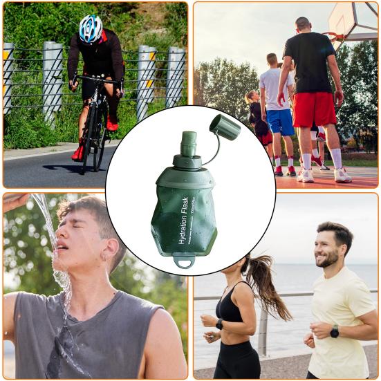 Soft Flask Water Bag Food-grade Collapsible Hydration Pack Bottle Reusable Leakproof Outdoor Water Flask for Running Hiking Cycling Climbing
