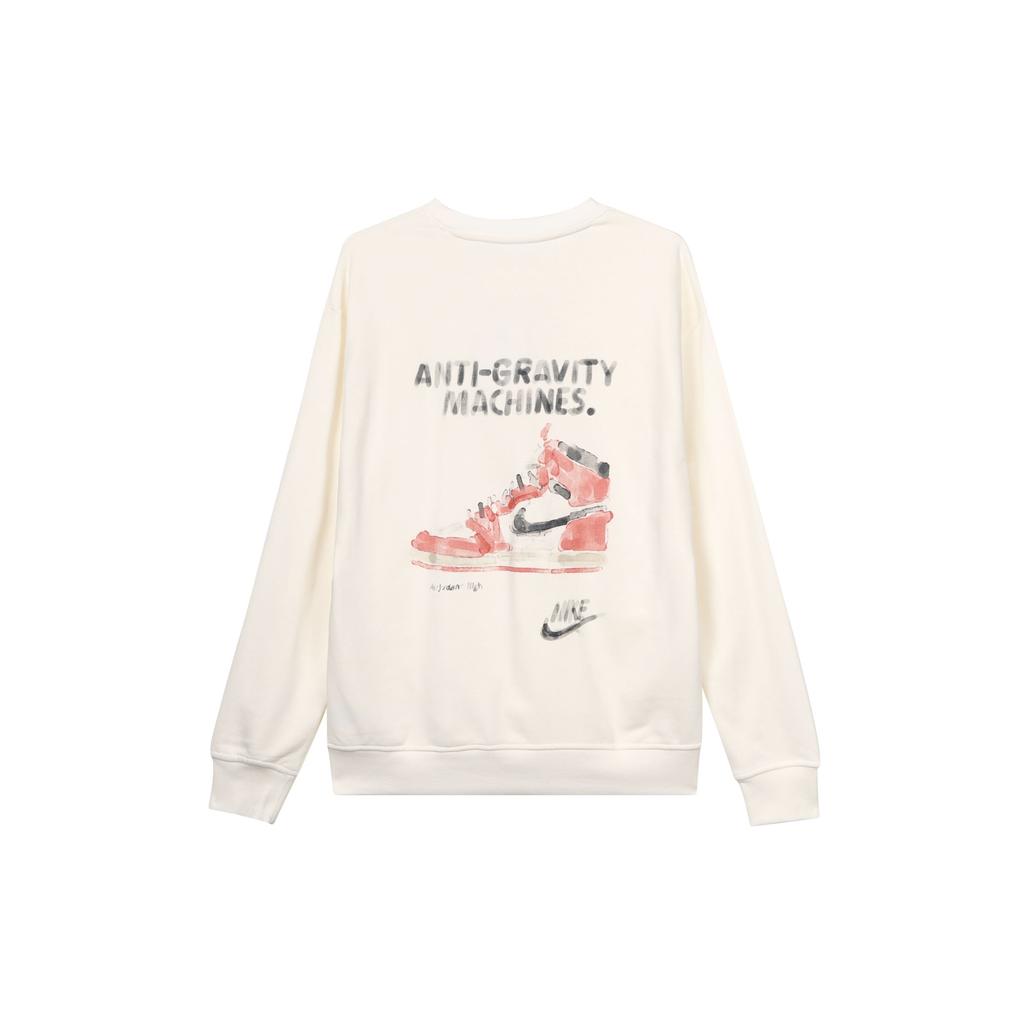 Jordan Solid Color Crew Neck Casual Long Sleeve Sweatshirt Men Tops White HF1118-133