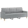 3 Seater Sofa with Decorative Cushions Light Grey 180 cm Fabric