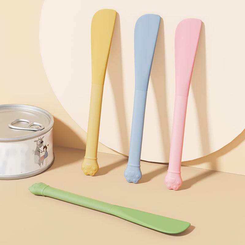 Multipurpose Pet Can Opener with Long Handle Cats Food Scrapers Tool For Deep Jars And Mess Without Feeding