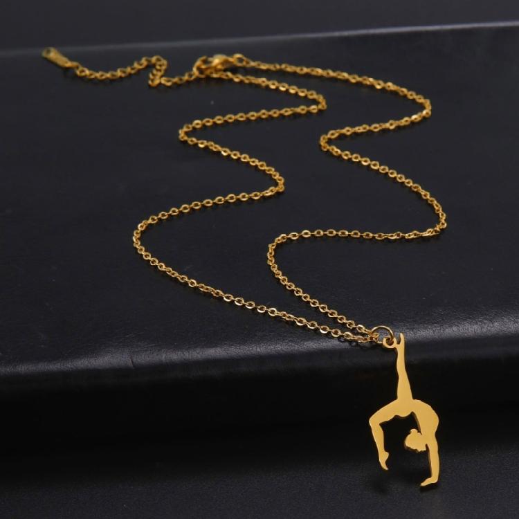 High Polished Stainless Steel Necklace for Women with Gymnastics Pendant Necklace Jewelry Accessory Daily Casual Use