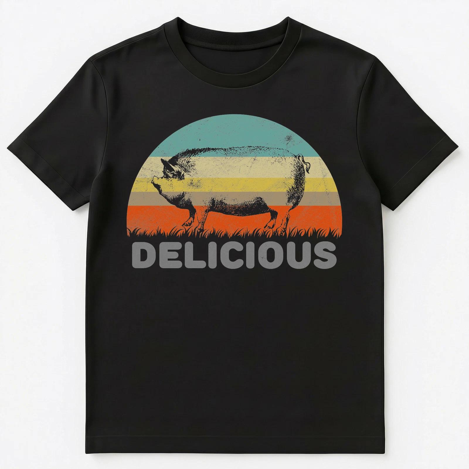 Funny Barbecue Pig T Shirt With A Slogan Delicious Unisex T-Shirt L