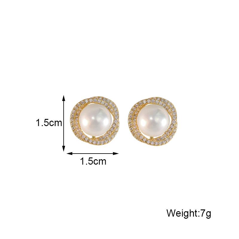 Sweet Geometry Imitation Pearl Crystal Twist Stud Earrings for Women Temperament Simple Korean Jewelry Christmas Girl