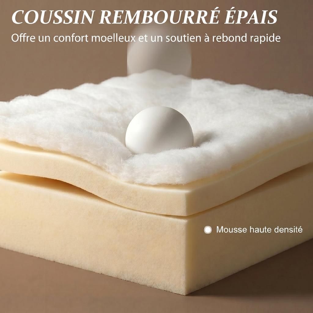 Convertible Sofa Bed, 2-Seater, 190 cm, 2 Pillows, Beige