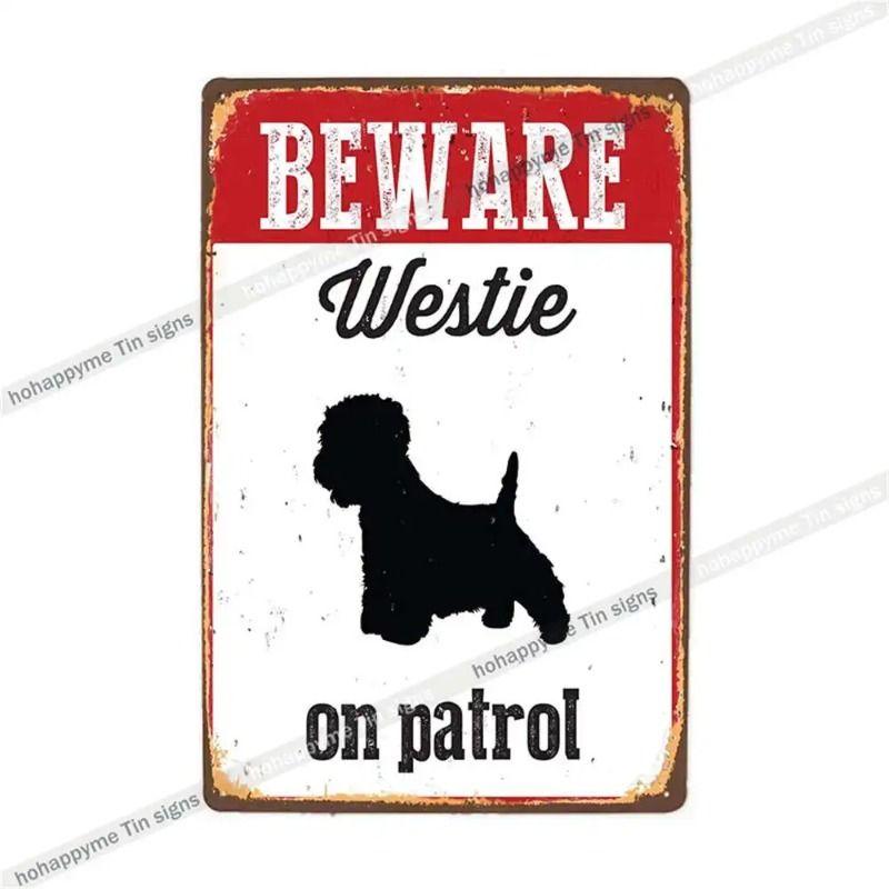 Retro Metal Sign German Shepherd Patrol Warning Decorative Plate for Home Wall 20x30cm