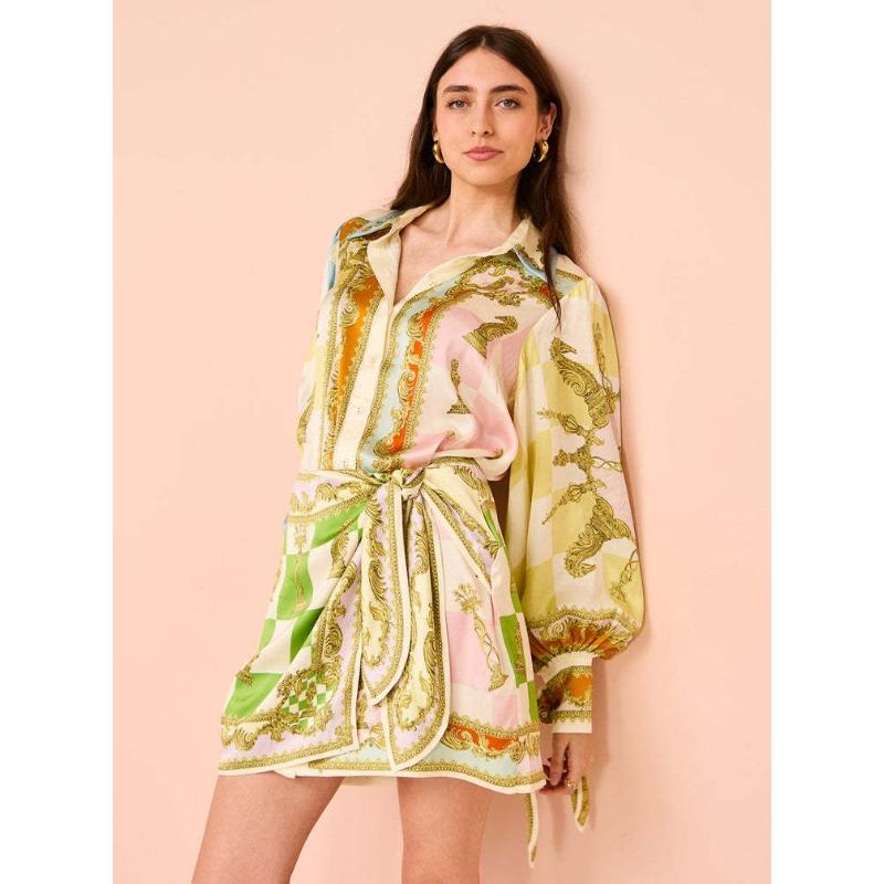 

Повседневное праздничное платье с рисунком в виде рукава-фонарика XL