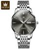 OLEVS Top Brand Silver Black Luxury Men's Automatic Mechanical Watches Stainless Steel Sports Waterproof Watch Reloj Hombre