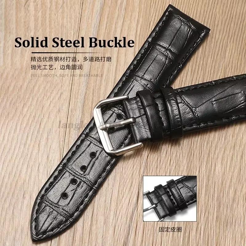 Leather Watchband 12/13/14/15/16/17/18/19/20/21/22/23/24mm Crocodile Pattern Strap Men Women Replacement Blue Universal Bracelet
