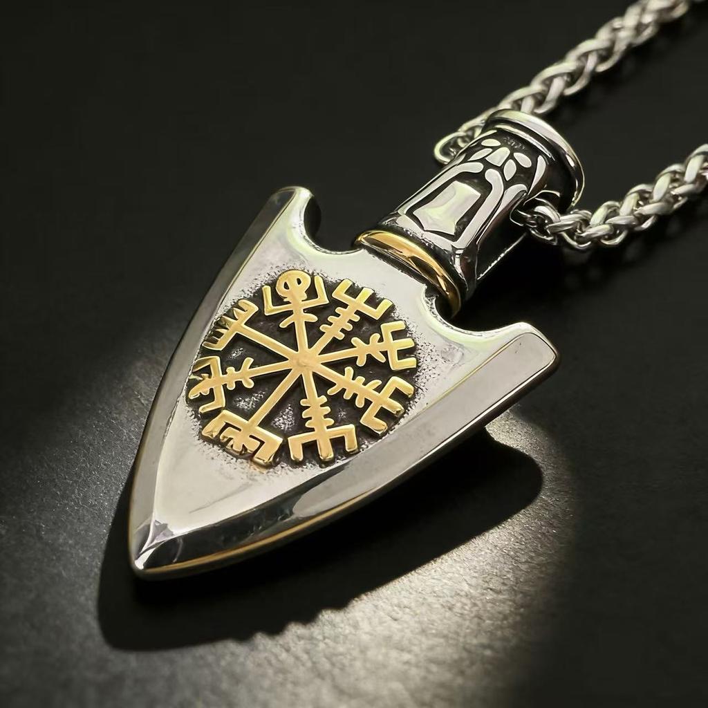 316L Stainless Steel Viking Rune Pendant Chain Necklace For Men Nordic Odin Vintage Jewelry Accessories