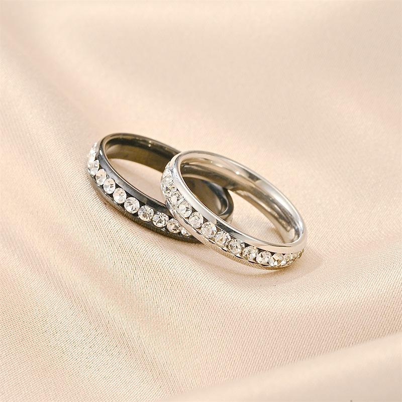 Full Tianxing River Titanium Ring Female Zircon Couple To Niche Ring