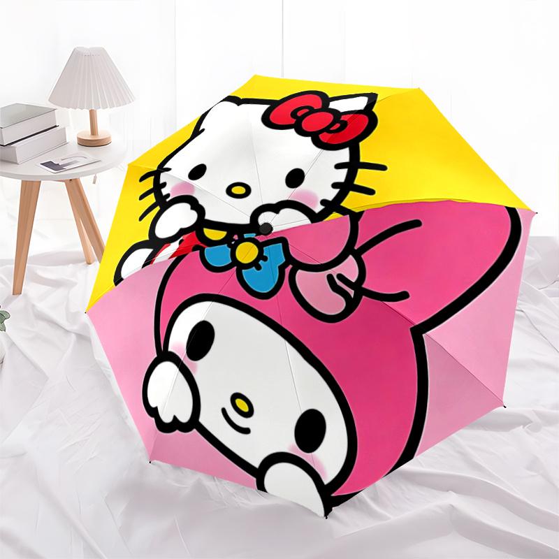 1pc Hello Kitty & My Melody Automatic Opening Folding Umbrella - 8 Bone Iron Frame, Portable Design, Outdoor, Perfect Gift for Fans, Travelers, Everyd