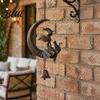 Crescent Moon Garden Ornaments Witch Wind Chime Gothic with Black Cat Hanging Bell Halloween Decorations Mystical Decor for Porch Patio Balcony