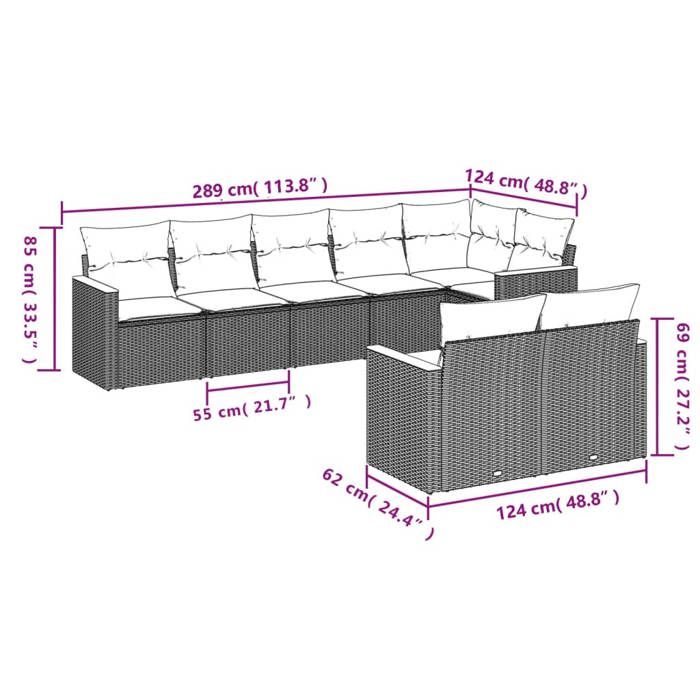 VidaXL Garden Lounge Set with Cushions 8 Pcs, Patio Sofas, Patio Furniture Set, Outdoor Furniture, Grey 3226151
