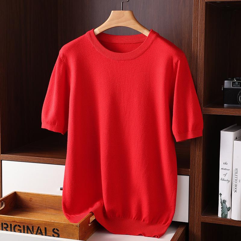 Men's Plus Size Knit Short Sleeve Round Neck Pullover Top