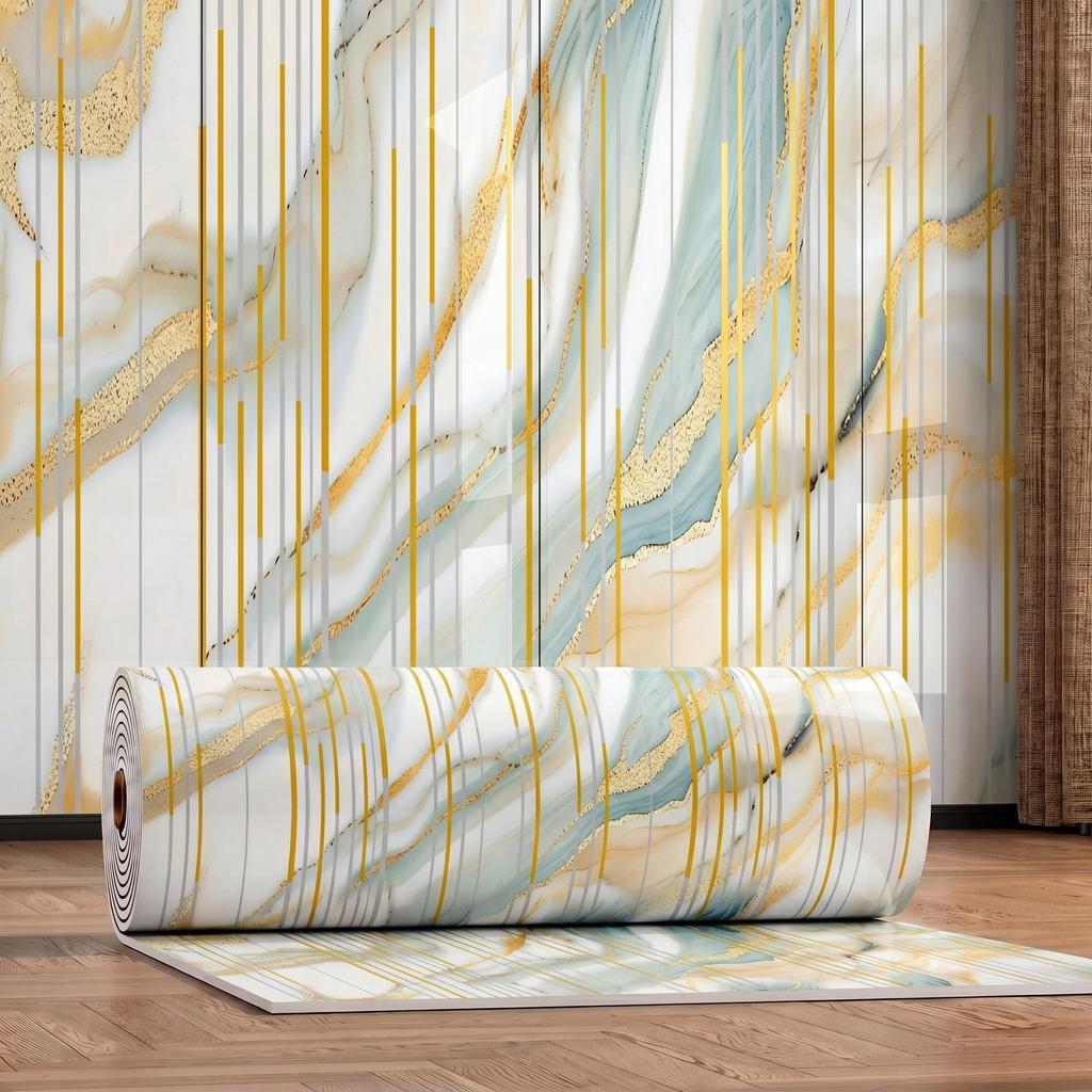 Gold-Plated Marble-Style Waterproof Wall Stickers for TV Backgrounds