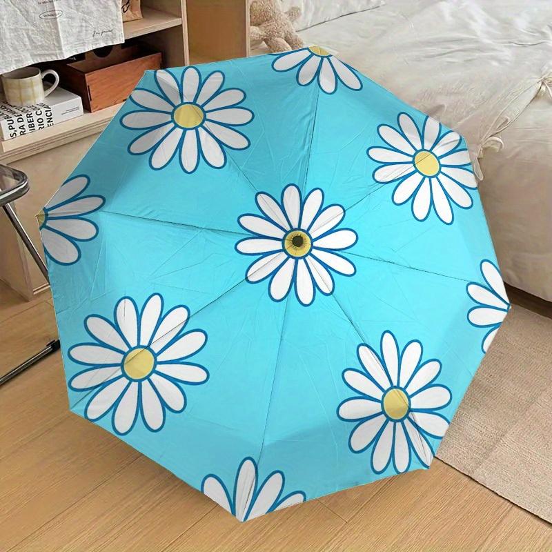 1pc Daisy Blue Themed High-quality Umbrella,Automatic Opening and Closing Umbrella,Multi-functional Umbrella G0811044