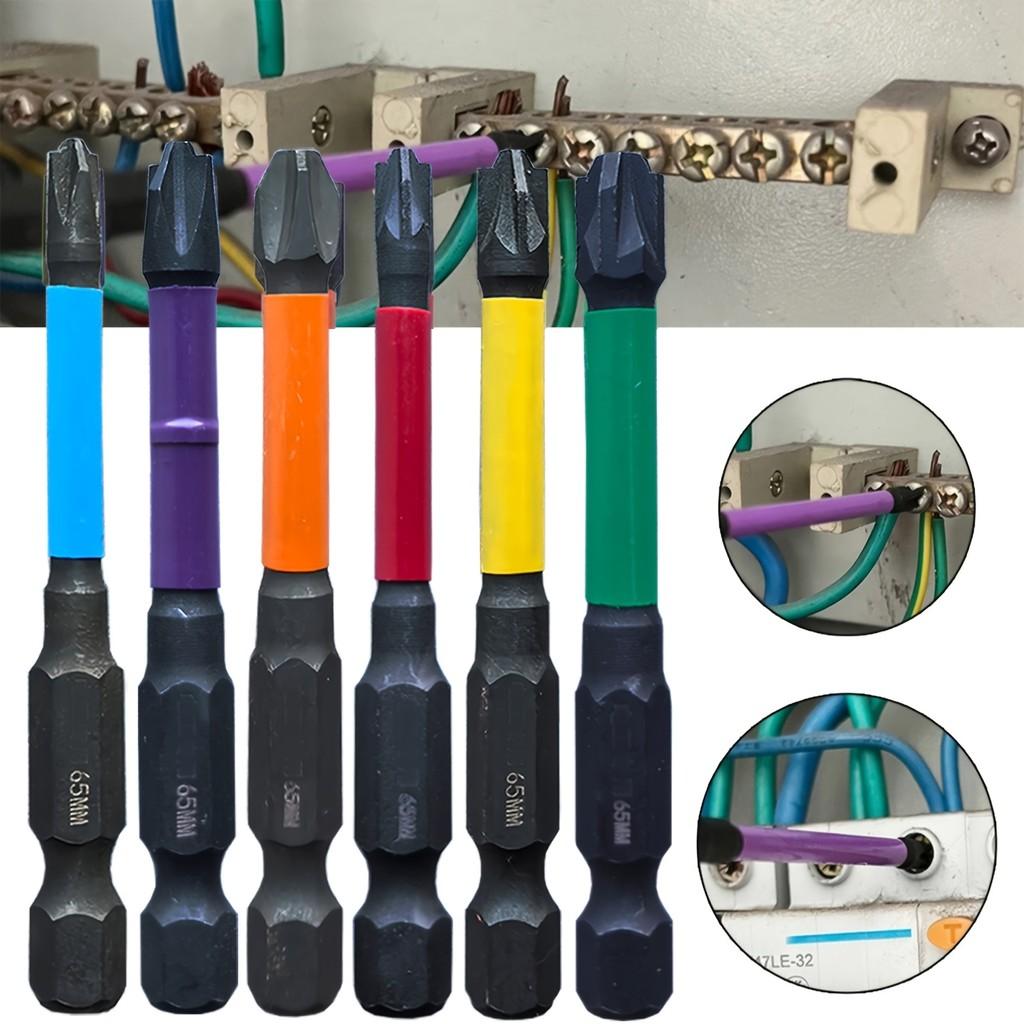 6pcs Cross Screwdriver Bits Set, FPH1/2/3 & FPZ1/2/3, 65mm, High Hardness, for Electric & Manual Screwdriver