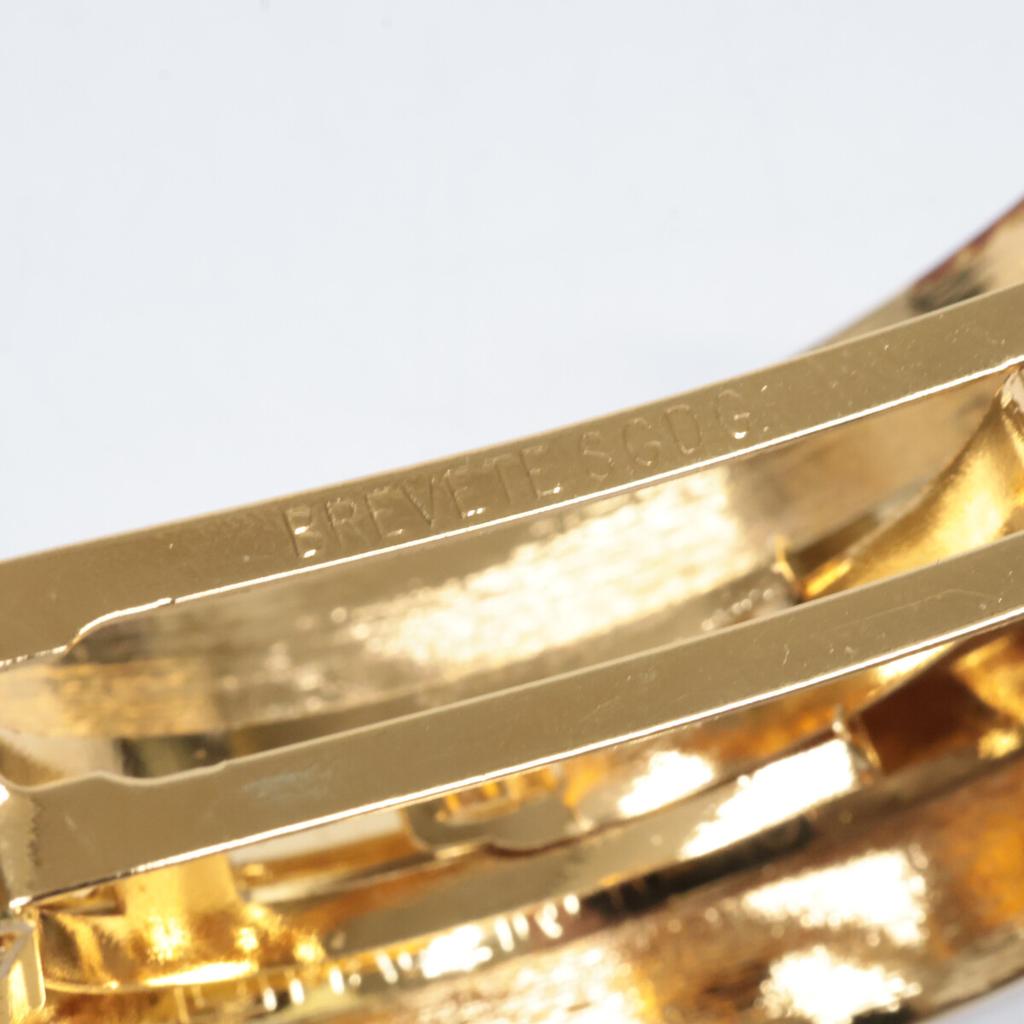 CHANEL Excellent condition 99P Vintage Matelasse Metal Quilted CC Logo Barrette Hair Clip hair accessory goldUsed